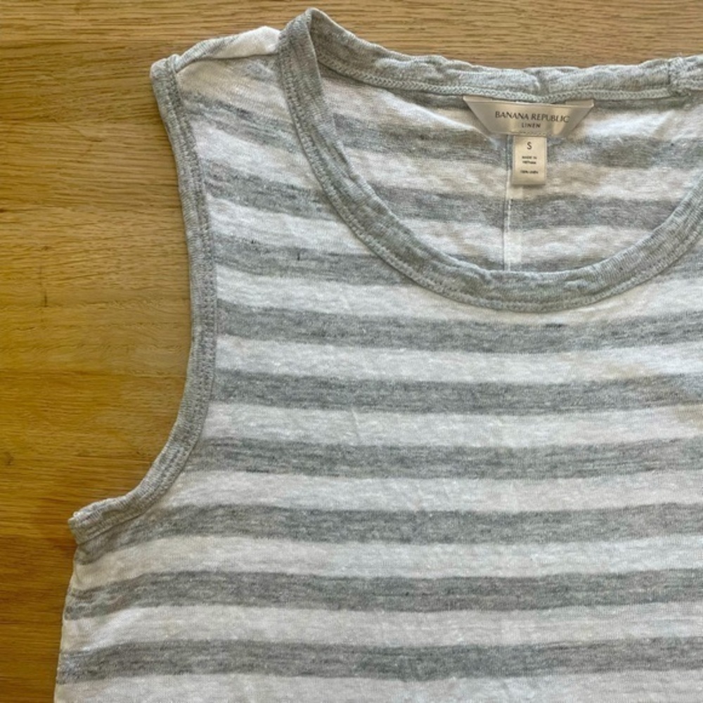 🤍BANANA REPUBLIC COTTON LINEN STRIPED TANK TOP • NWOT
